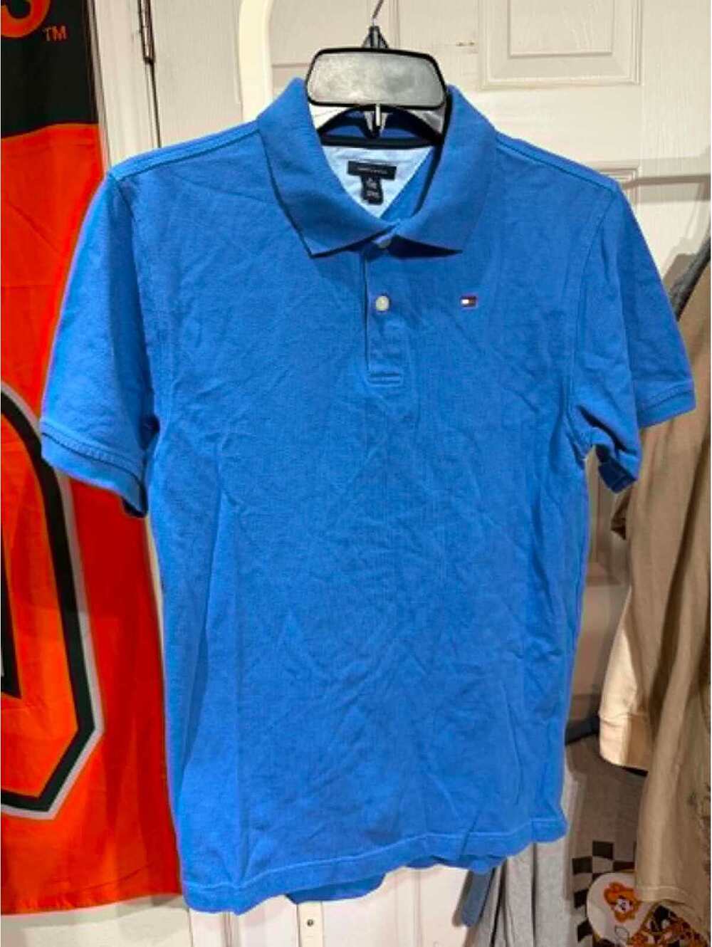 Tommy Hilfiger Youth XL Blue Cotton Blend Polo Shirt with Logo